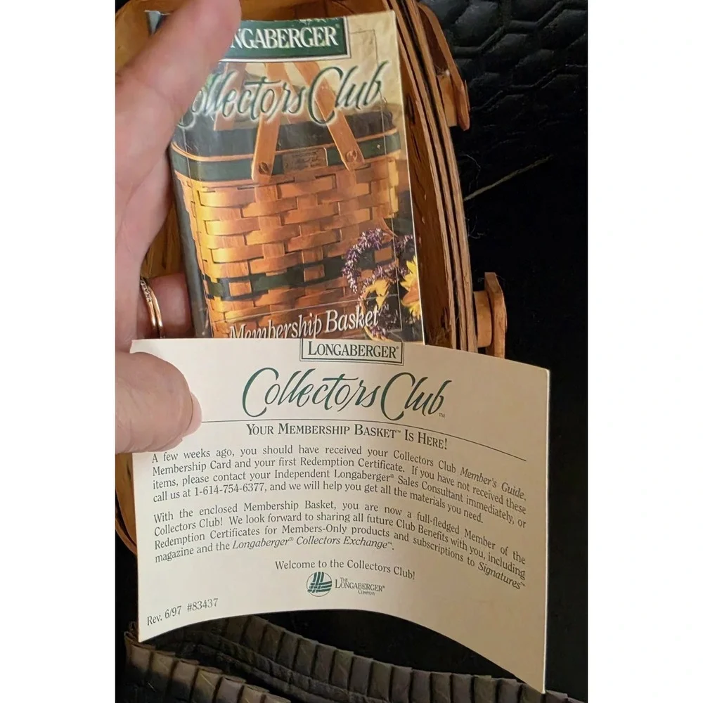 1998 Longaberger Collectors Club Membership Basket Liner, '98-'02 Member Tags